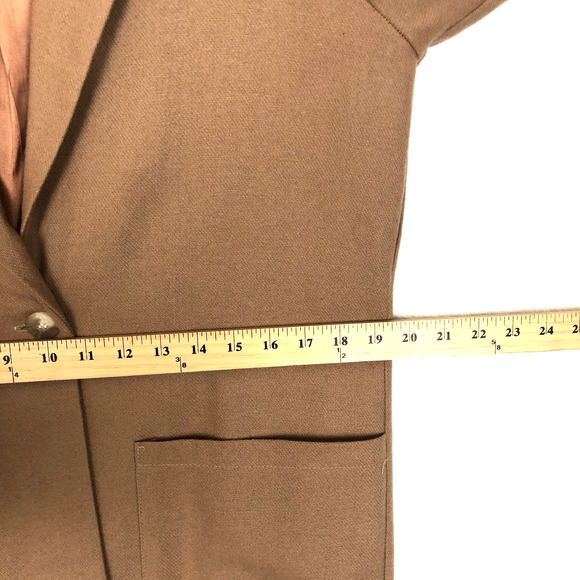 VTG BARONESA Wool Blend Blazer Women’s Sz 6 (40") Camel Tan Lined Pockets USA - Picture 8 of 16